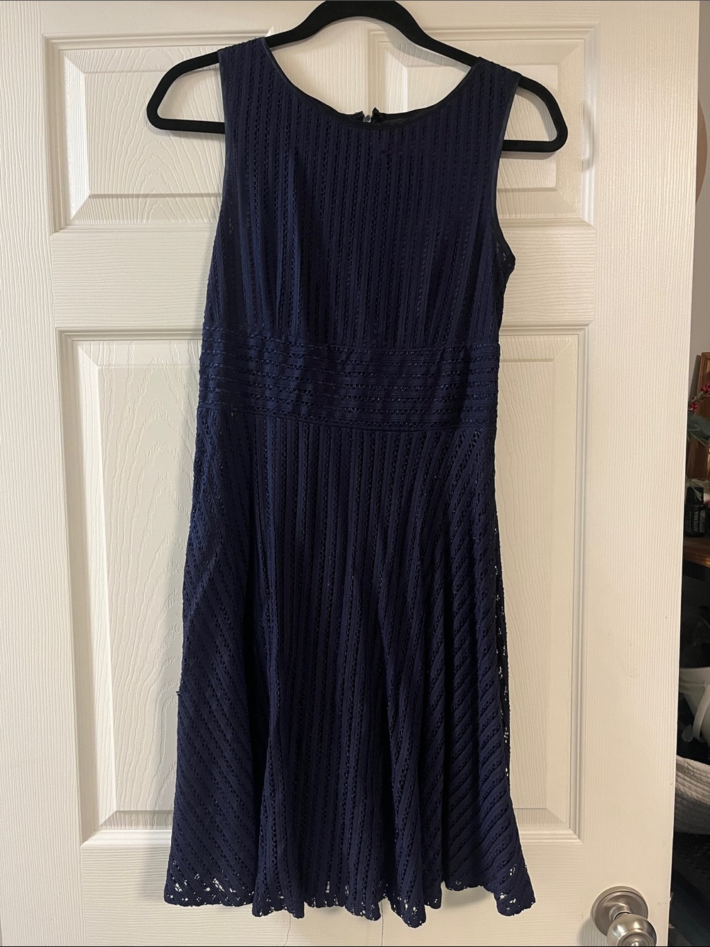 Gabby Skye Navy Textured Midi Dress